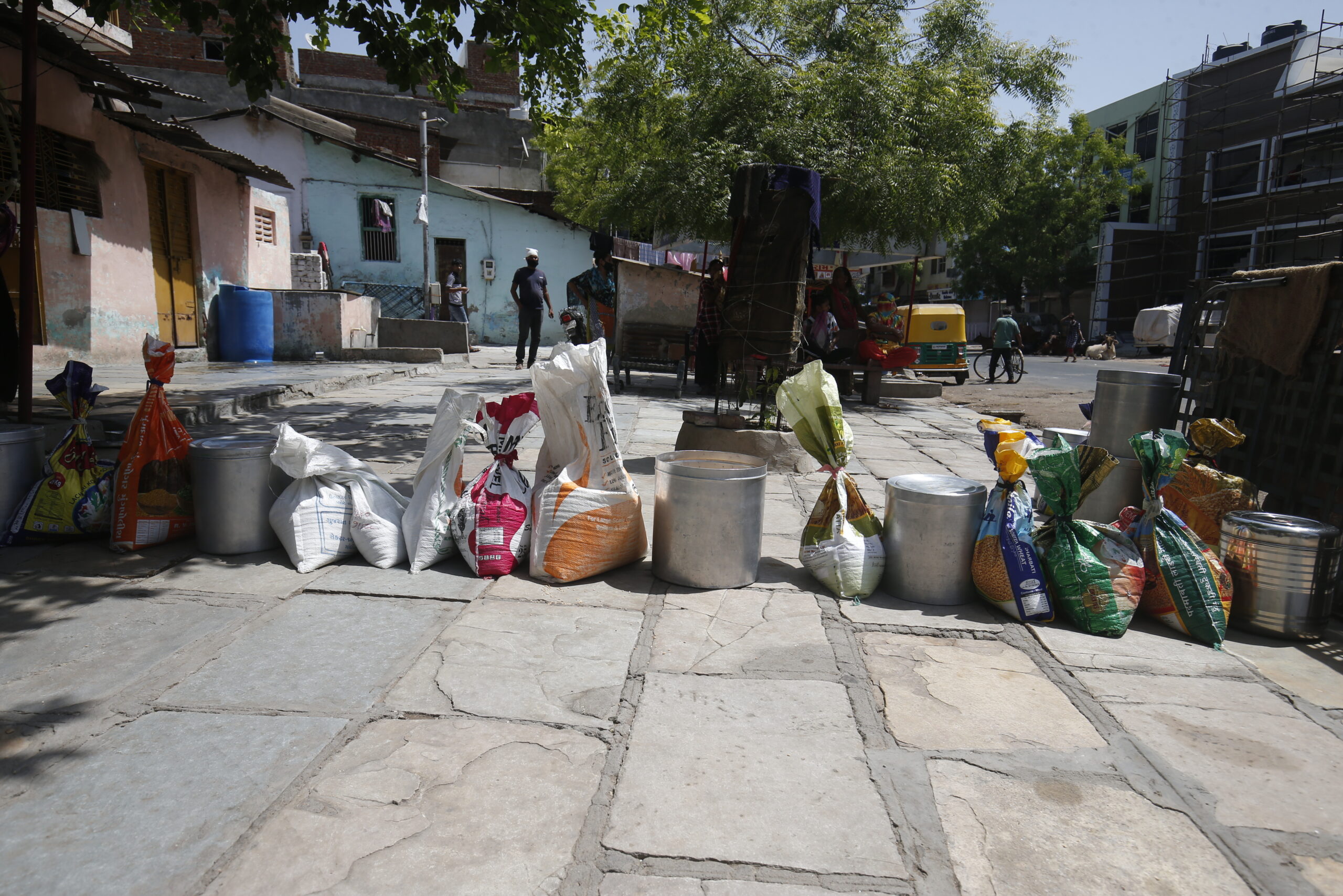 Barricaded chawl entrances