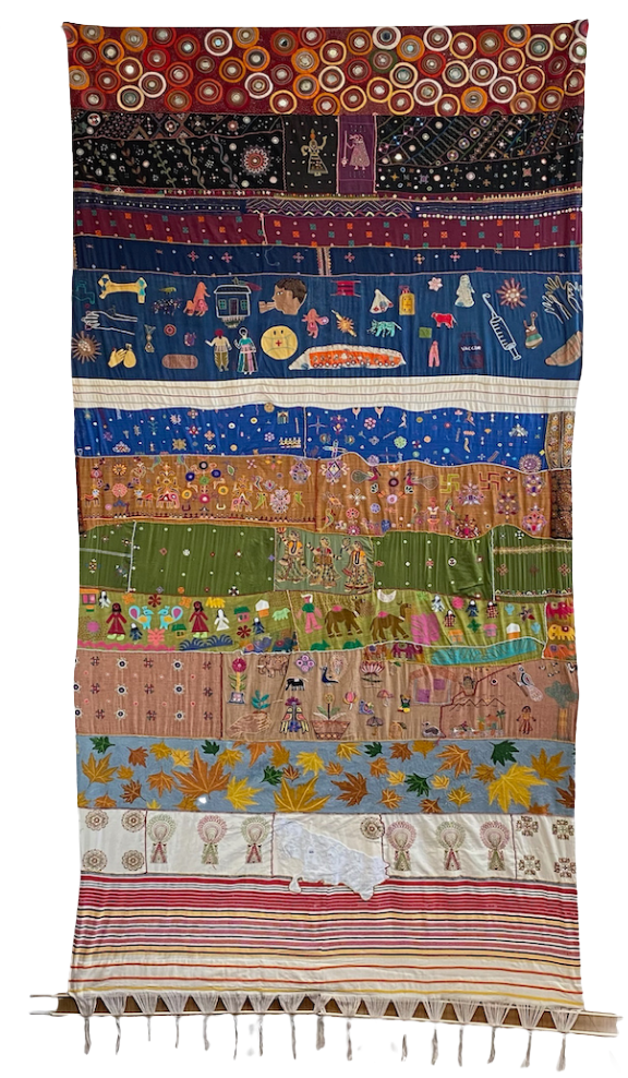 Woven Together - A collaborative textile artwork created by SEWA's home-based artisans representing unity and shared experiences